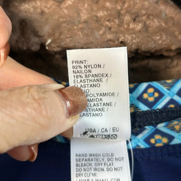 NEXT Blue Geometric Pattern Swim Long Sleeve Rash Guard NWT Size Medium - Picture 2 of 6